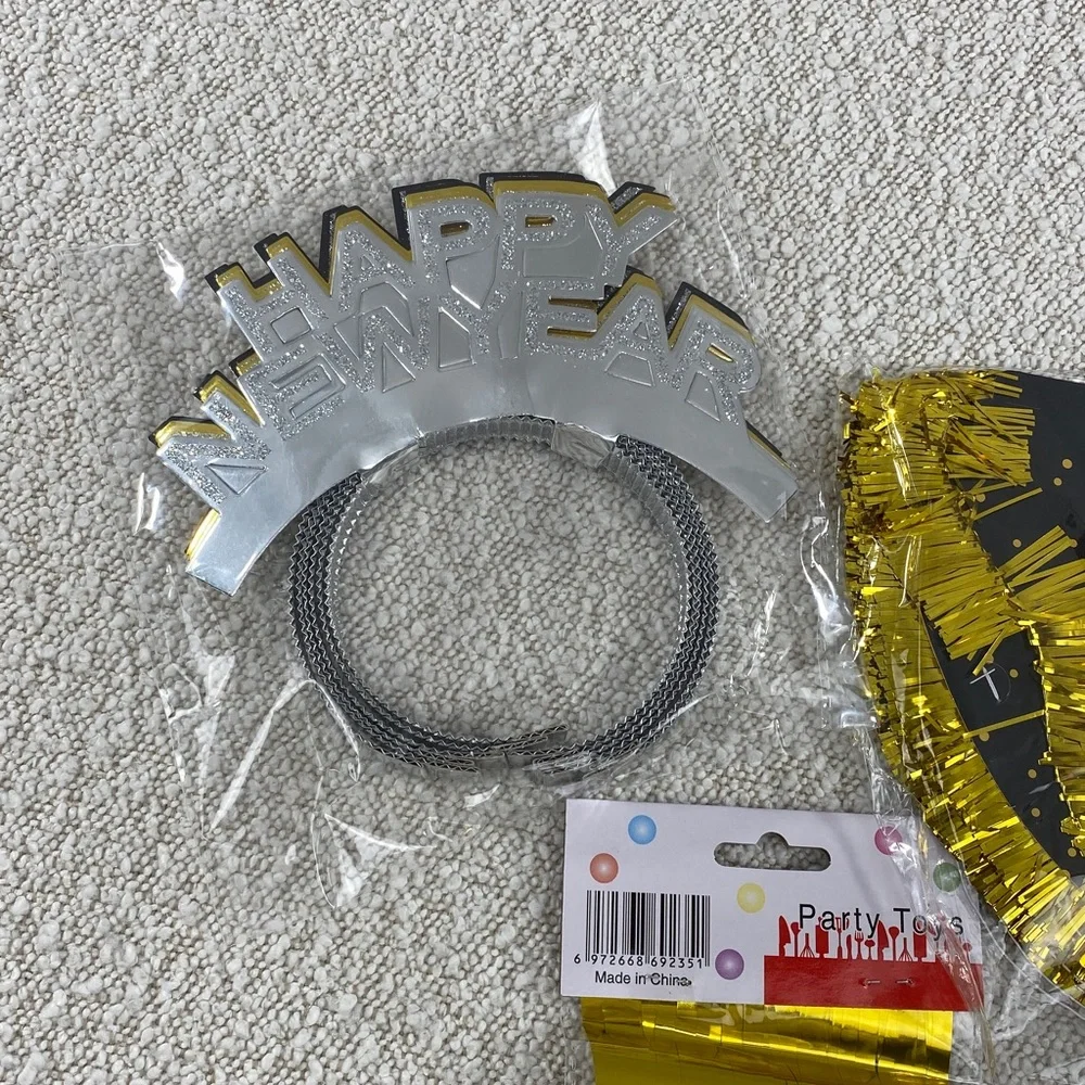 New Year's Party Supplies Set with Gold and Silver Accents